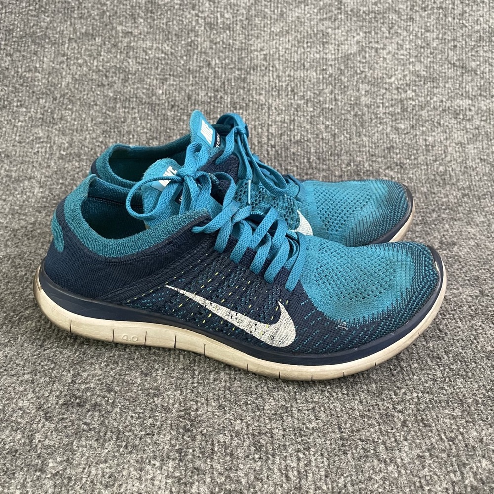 Nike Free 4.0 Flyknit Shoes Men's Size 10 Running Sneakers 631053 Blue